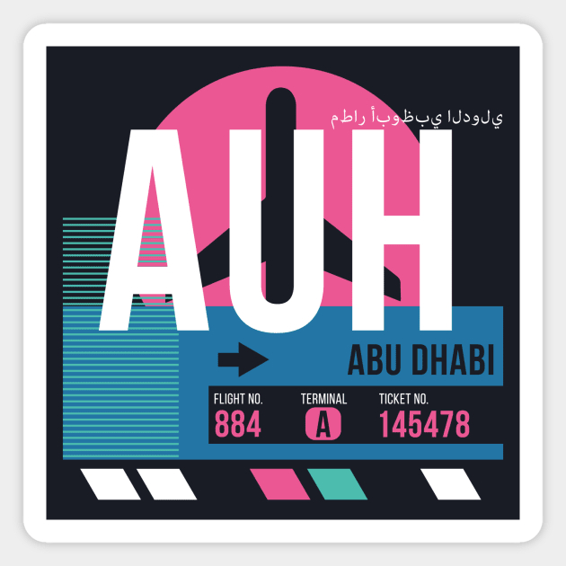 Abu Dhabi (AUH) Airport // Sunset Baggage Tag Magnet by Now Boarding